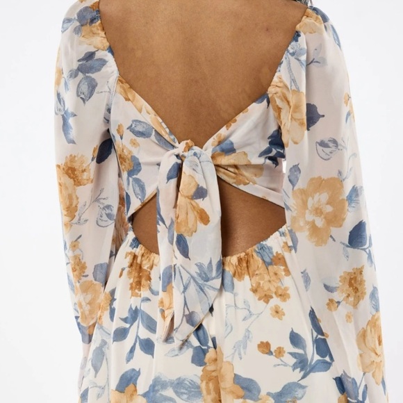 Sofia Chiffon Tie Back Floral Midi Dress - Picture 4 of 4